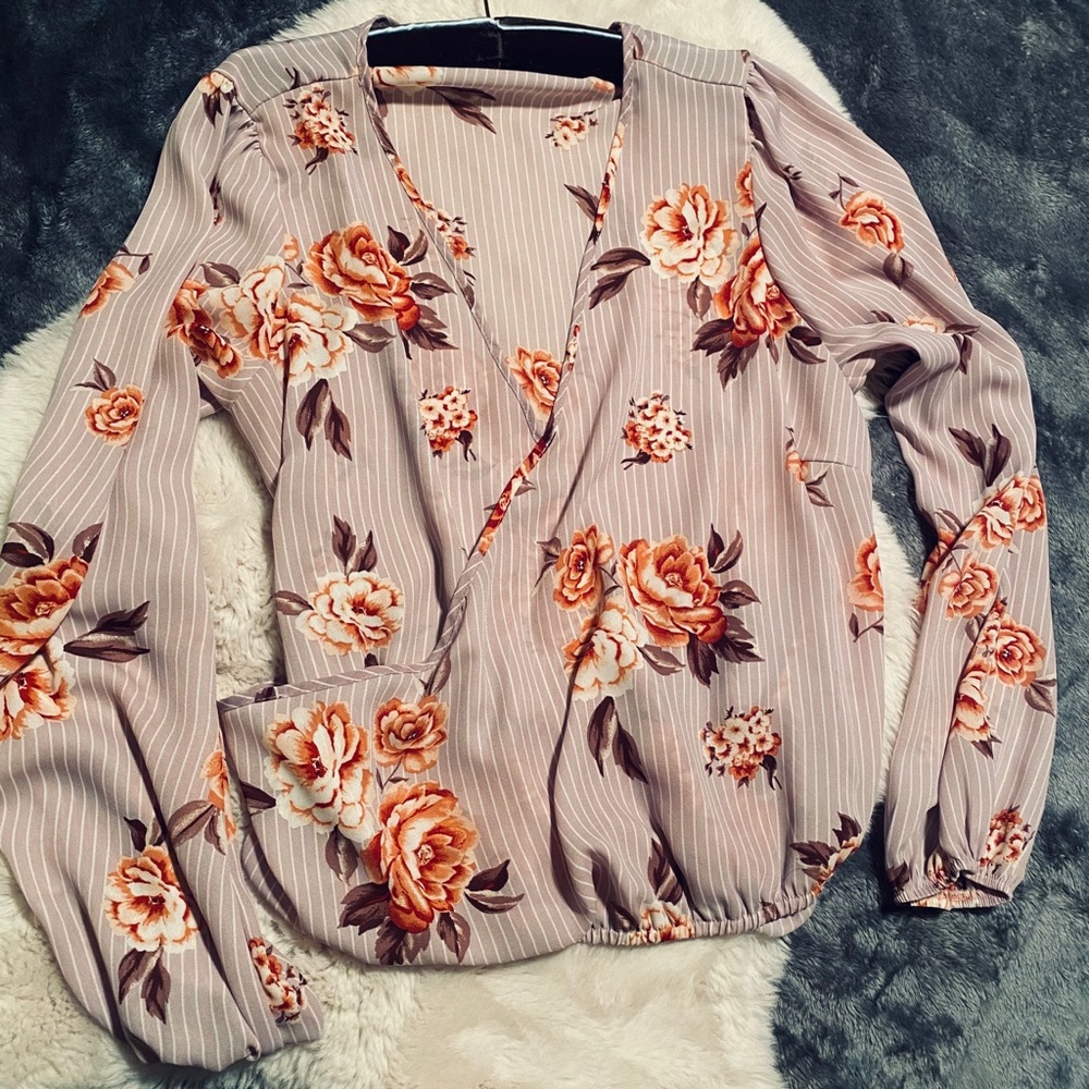 FASHION NOVA Floral Wrap Blouse